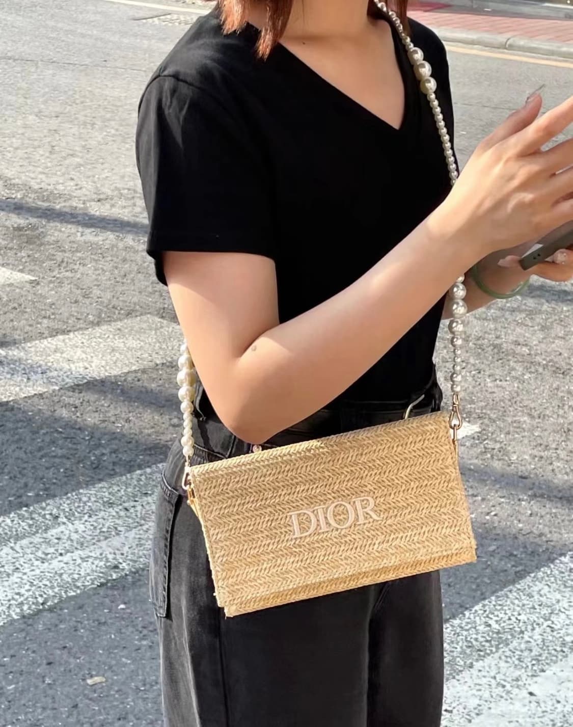 디올 뷰티 라탄 클러치 리폼백 진주스트랩 포함 상품이미지6