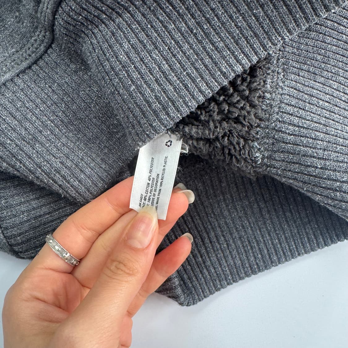 Gap 갭 차콜 로고 그레이 퍼 안감 후드집업 상품이미지6