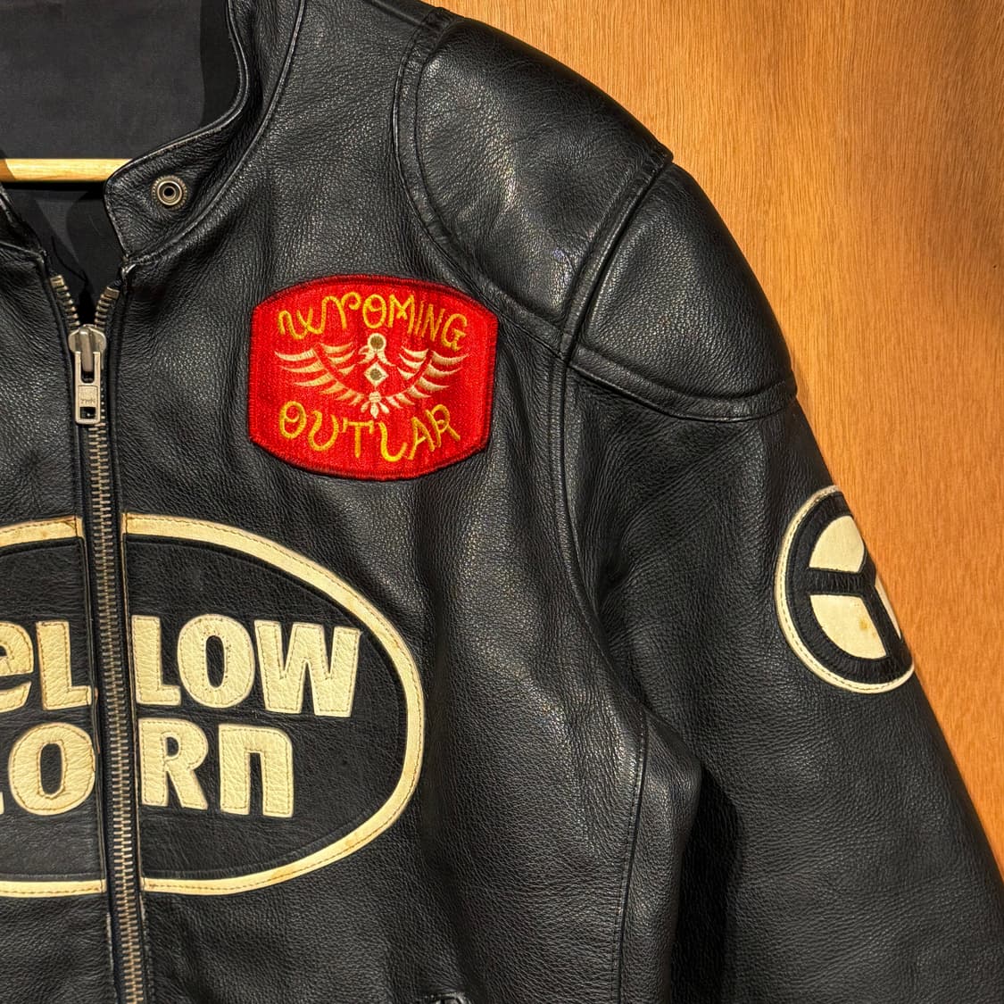 옐로우콘 헤비 카우레더 자켓 M 카페레이서 소가죽 상품이미지5