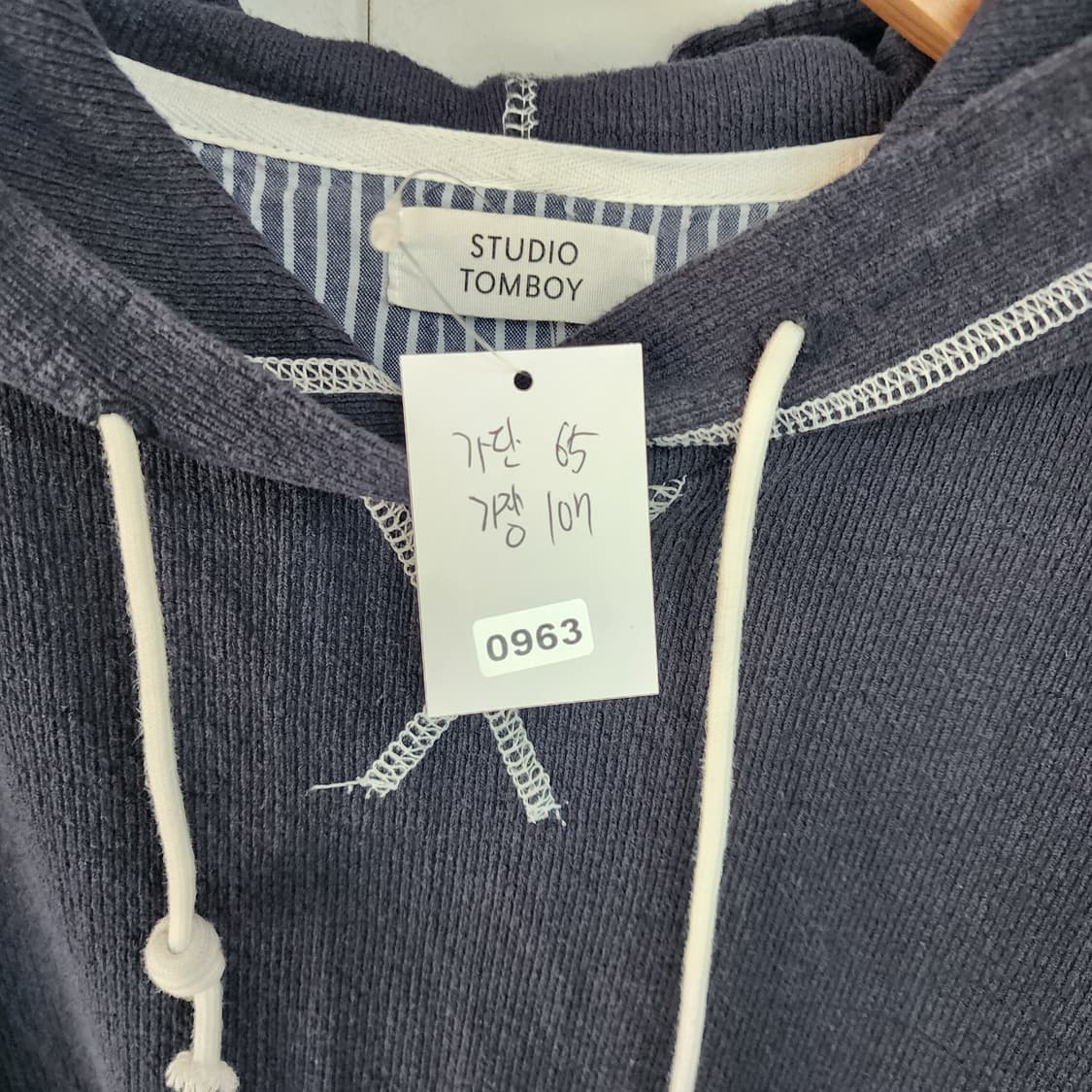 스튜디오 톰보이 후드 스트라이프 셔츠 원피스 상품이미지8