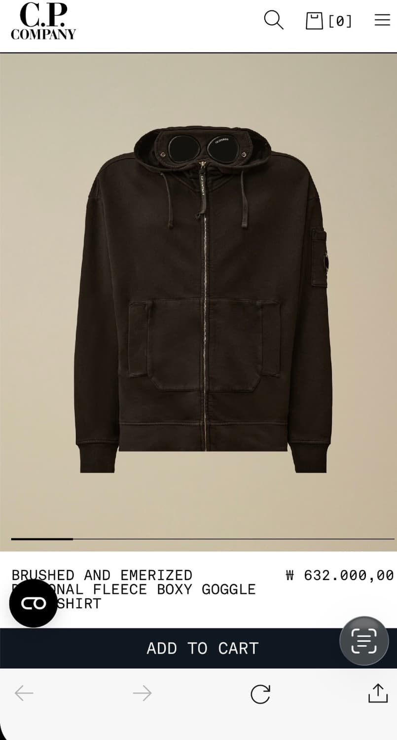 C.P. COMPANY 25F/W BOX FIT HOODIE JIP-UP 상품이미지1