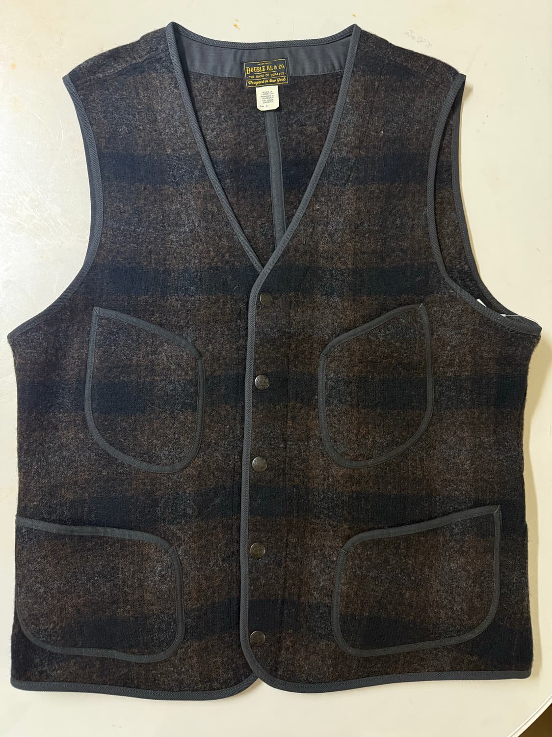 더블알엘 플래드 울 코튼 베스트 M 상품이미지1