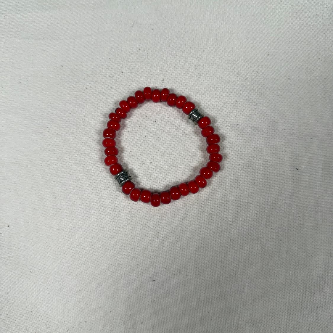 화이트비즈 레드 925 실버 팔찌 상품이미지1