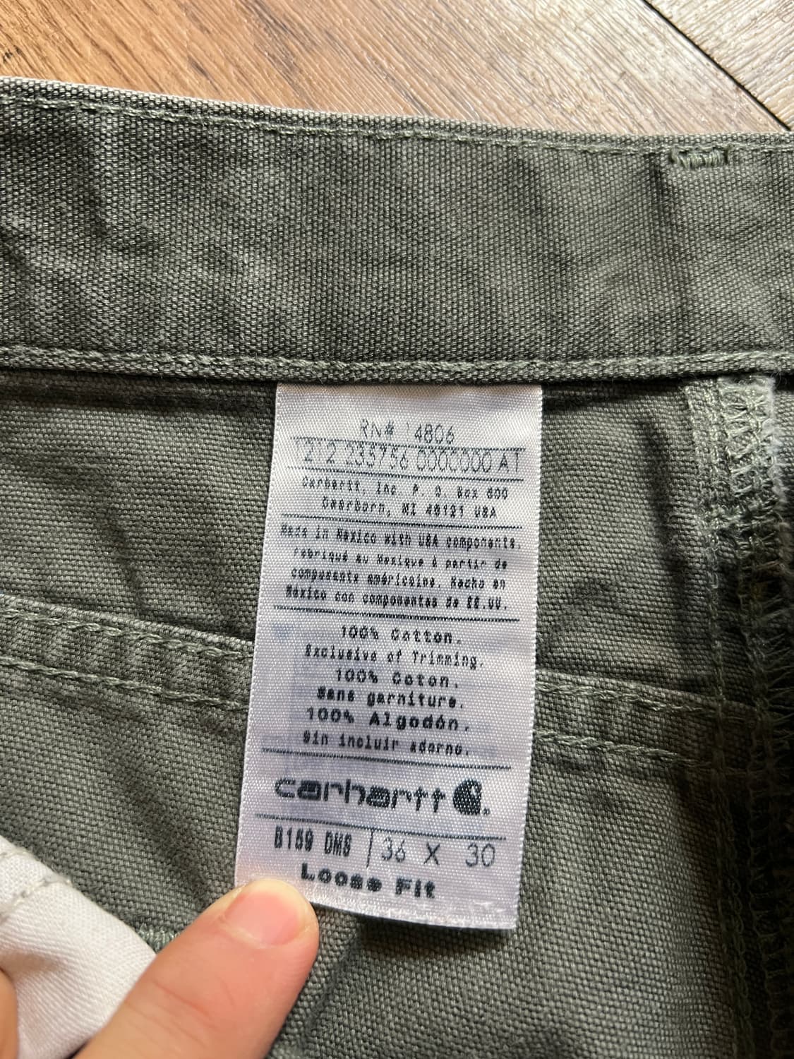 [36]칼하트 USA 더티워싱 모스그린 카펜터 워크 팬츠 M1 상품이미지7