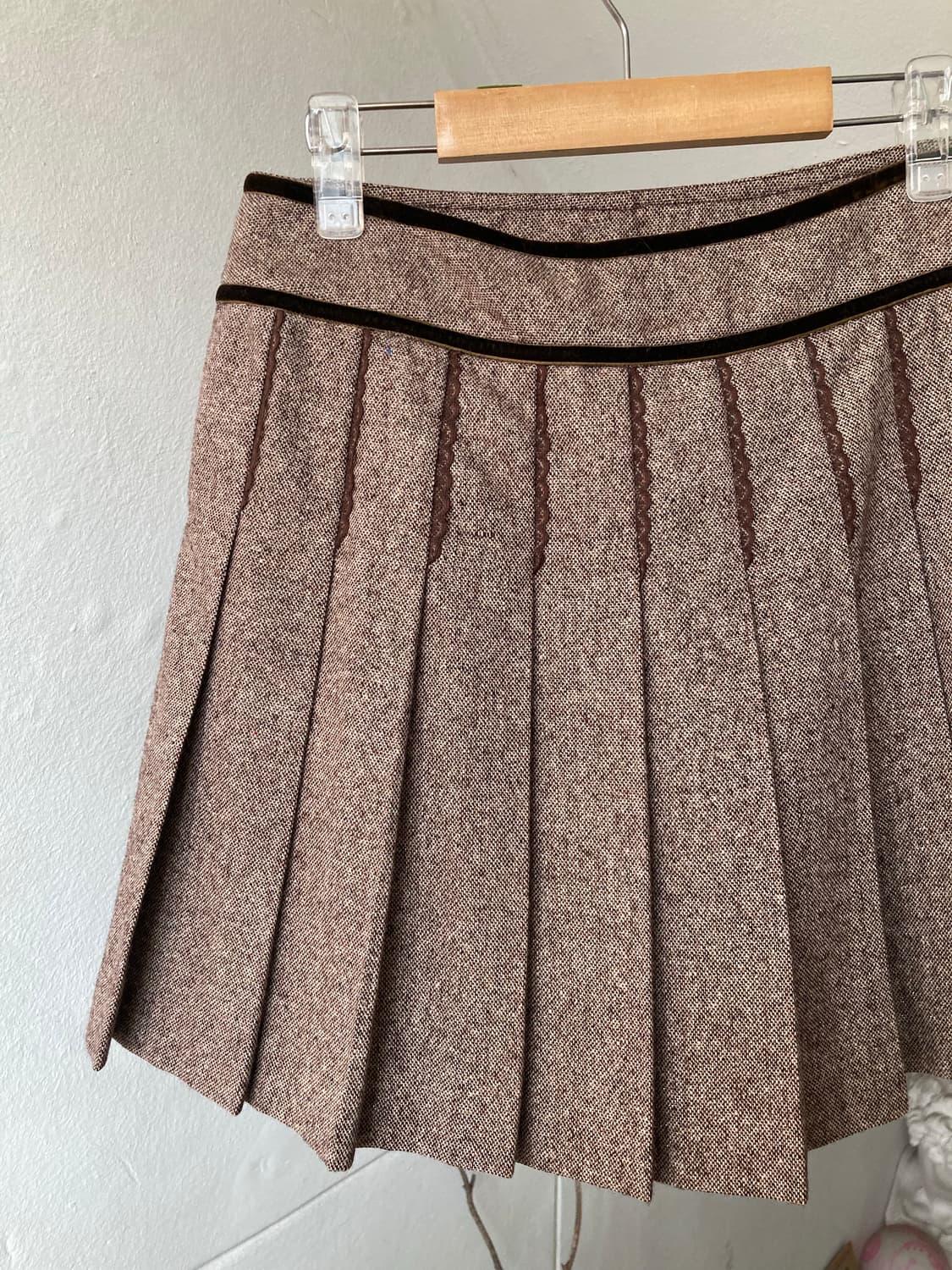 플리츠 레이스 벨벳 디테일 미니 스커트 상품이미지6