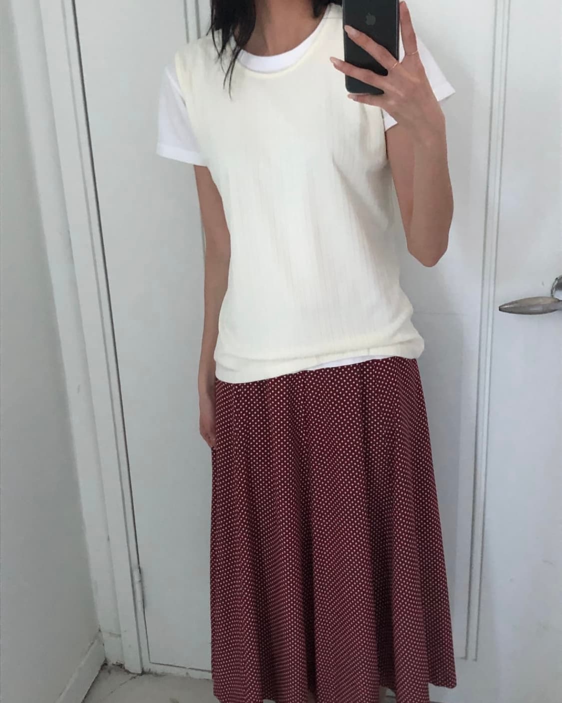 일본빈티지 아이보리 슬리브리스 상품이미지3