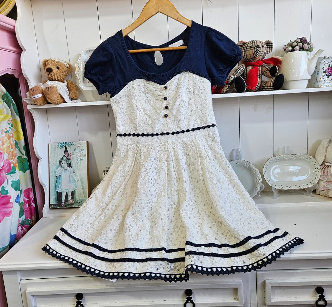 리즈리사(LIZ LISA) 네이비 배색 레이스 원피스 상품이미지1