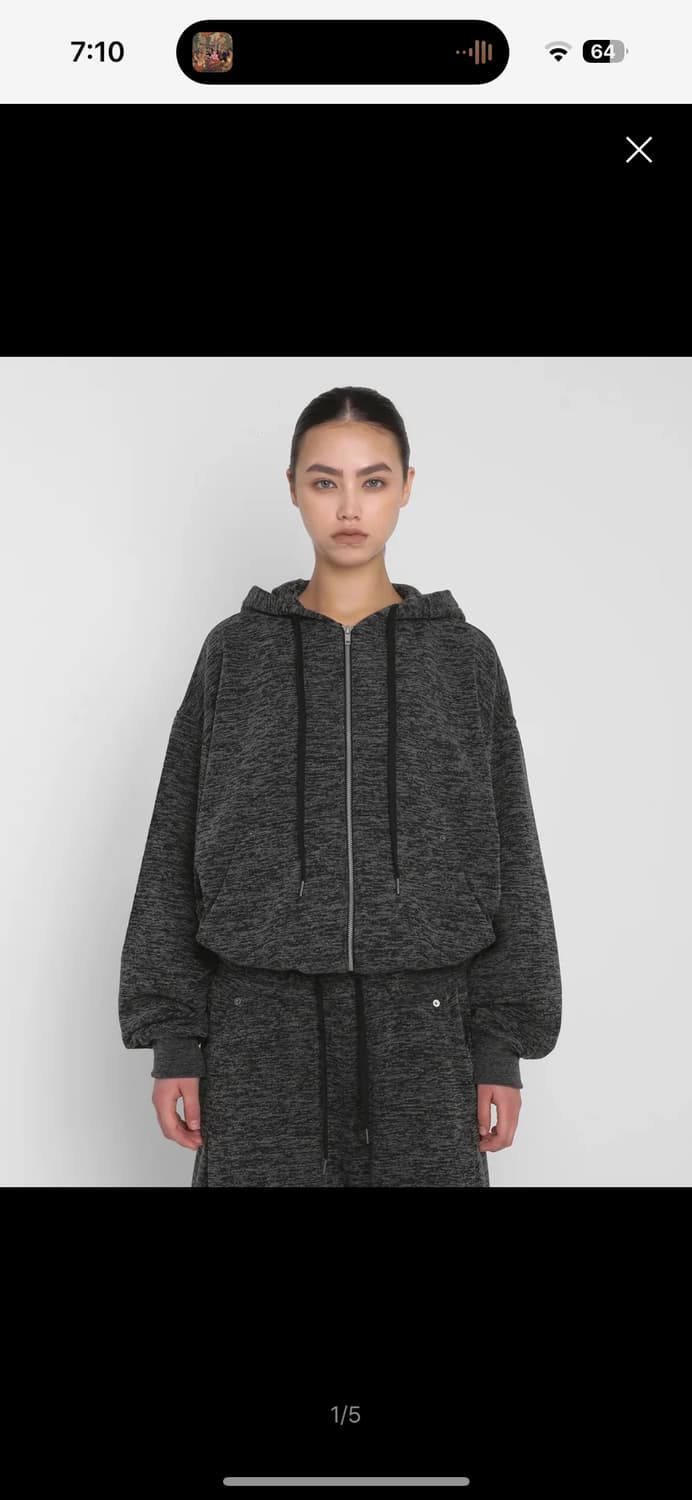 샌드릭 BRUSHED BOKASHI HOODED ZIP UP_BLACK 상품이미지2