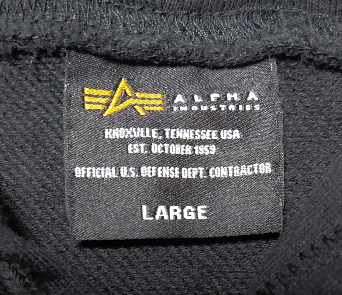 [L] 알파 인더스트리 빅로고 블랙 후드티 (기모X) 상품이미지4