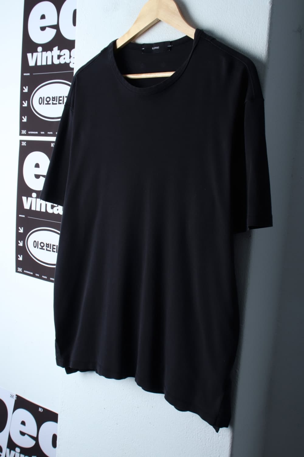 (L-XL) 일꼬르소 반팔 티셔츠 무지 블랙 놈코어-H32299 상품이미지1