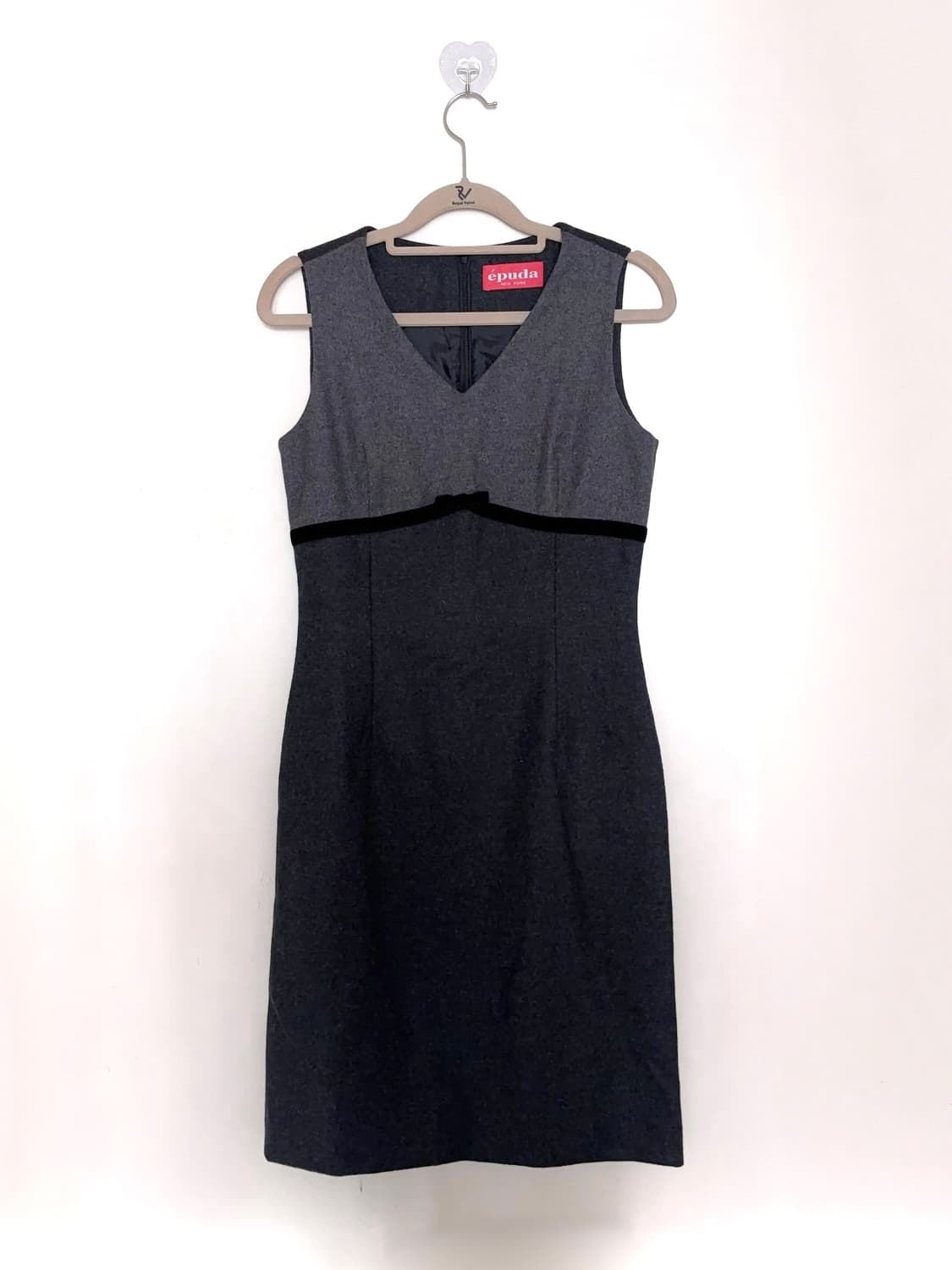 그레이 리본 딱붙핏 울 원피스 상품이미지3