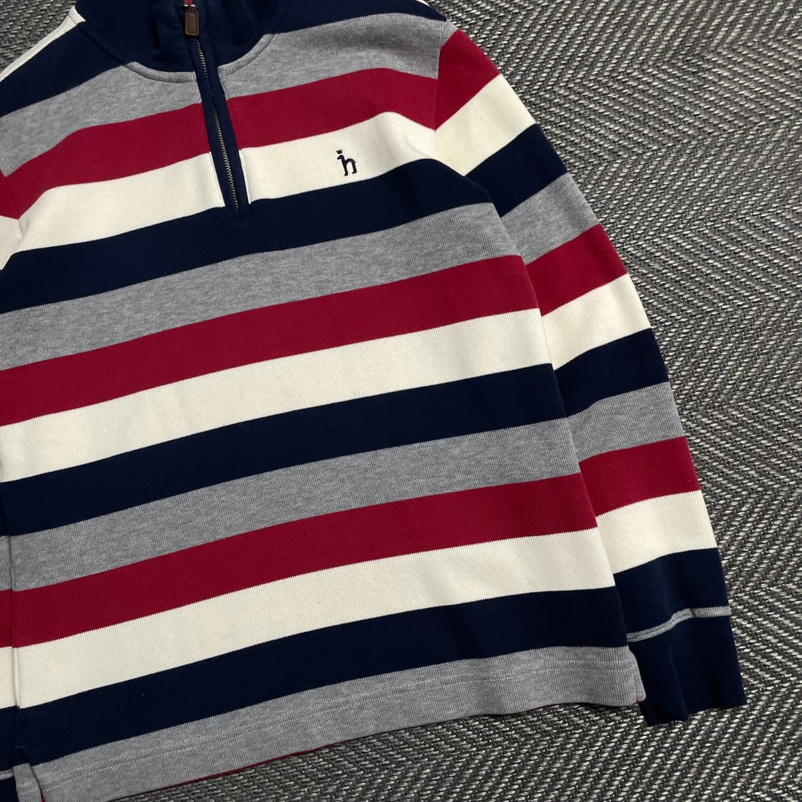 Hazzys 스트라이프 니트 카라 긴팔 반집업 티셔츠o 5586 상품이미지2