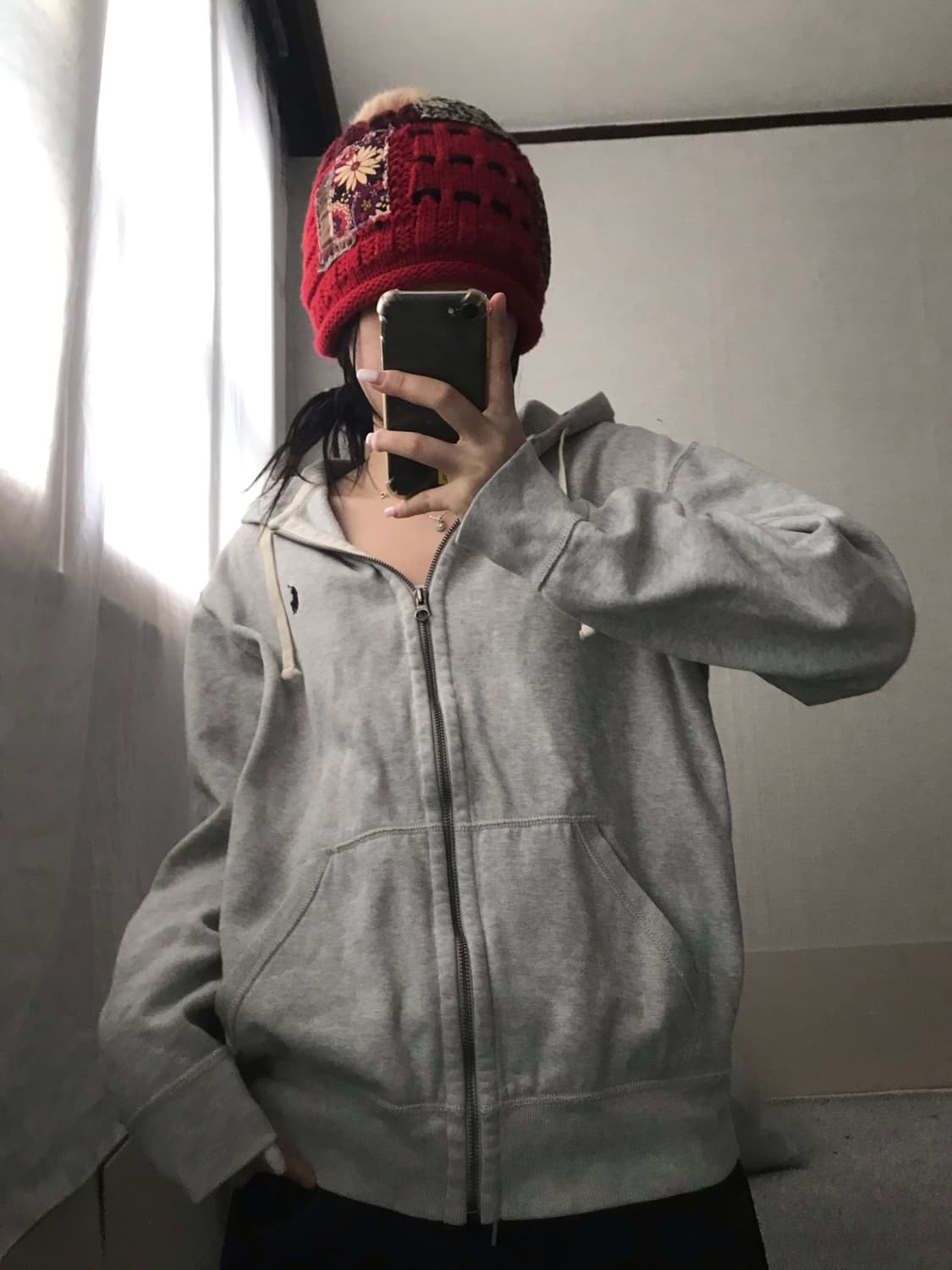 폴로 그레이 코튼 후드집업 상품이미지1