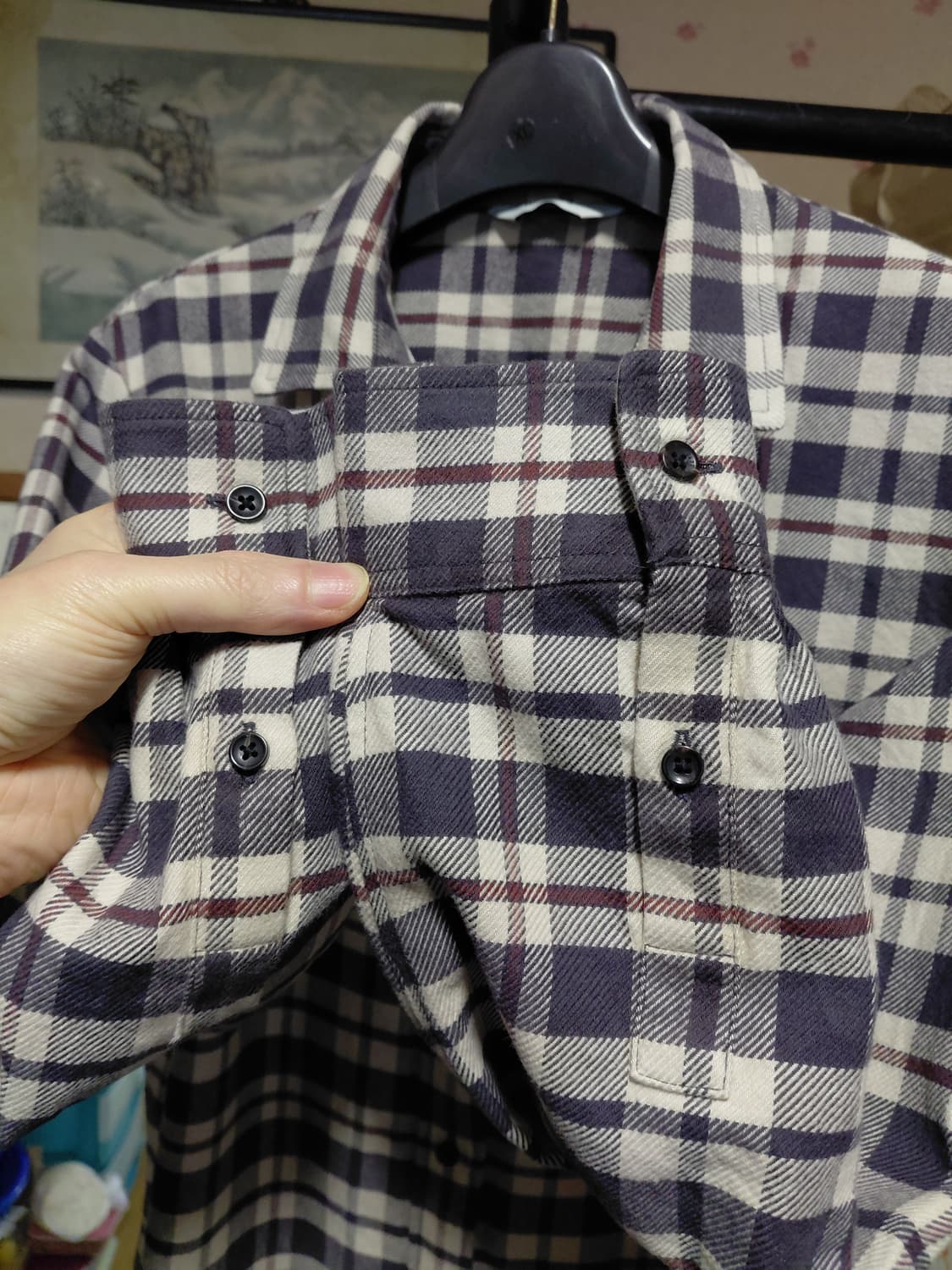 [헤지스레이디스]기모 면 체크 긴팔셔츠 여자90사이즈 상품이미지9