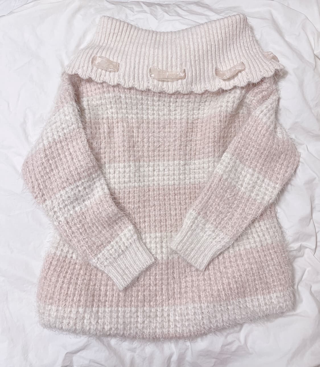 리즈리사 오프숄더 니트 리본 히메갸루 라떼갸루 로걀 상품이미지4