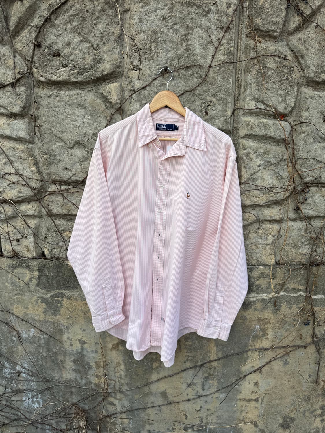 폴로 랄프로렌 빈티지 핑크 스트라이프 셔츠 빅사이즈 상품이미지1