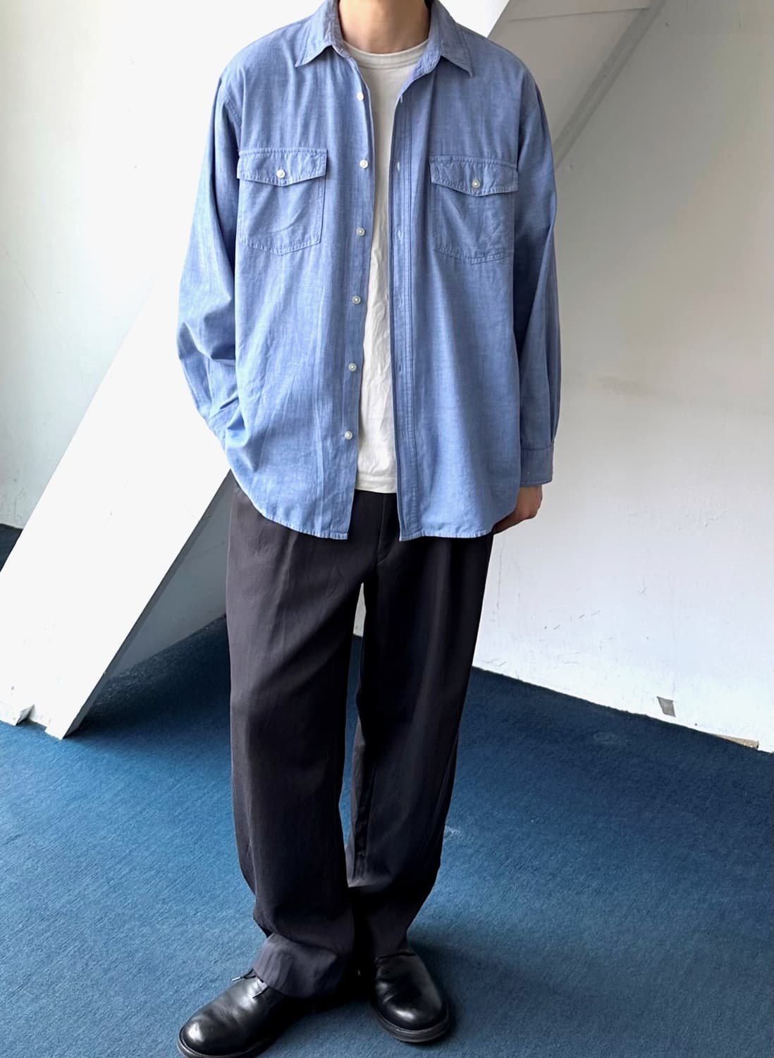 Light cotton chambray work shirt 상품이미지10