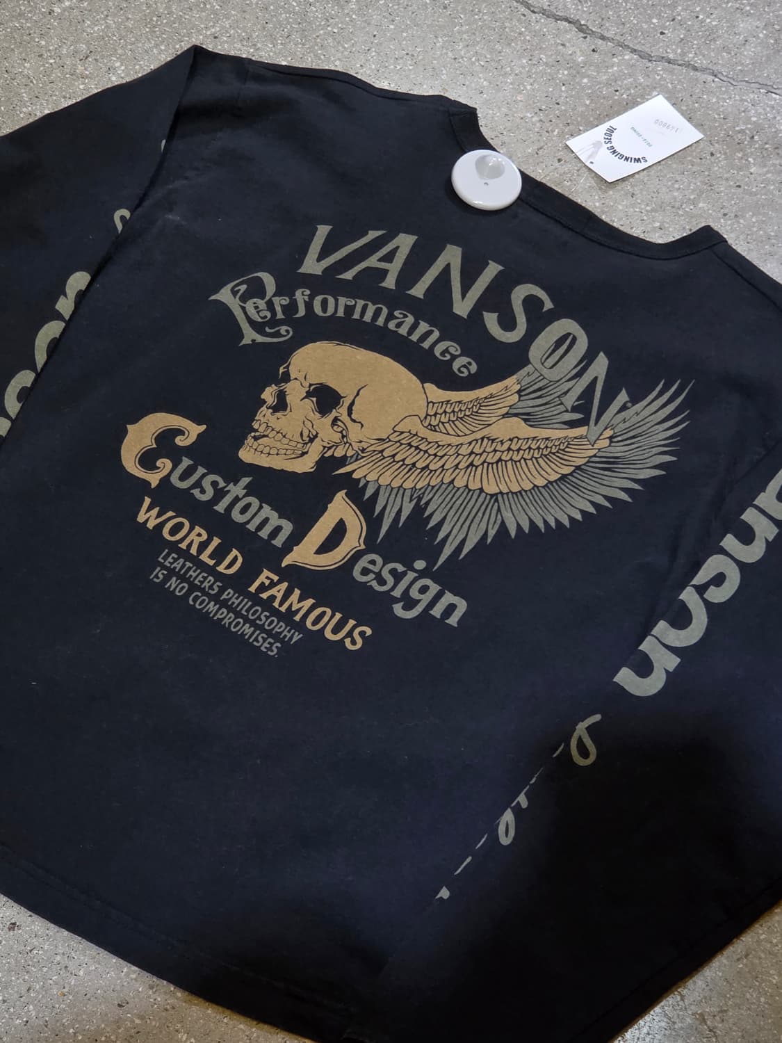 Vanson 밴슨 스컬 해골 블랙 롱슬리브 상품이미지1