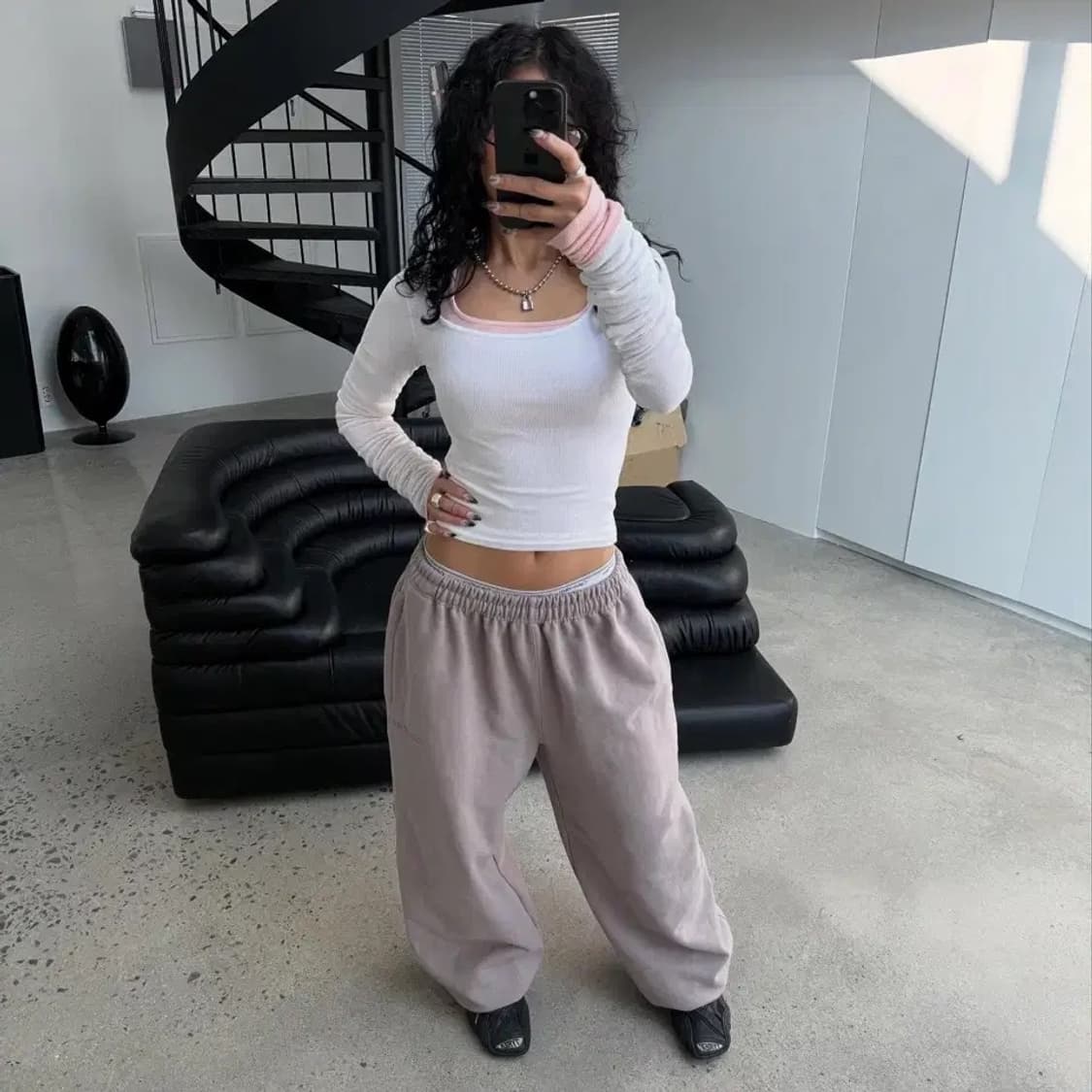 (size 2) odor 오도어 몰리 조거 모카 와이드 팬츠 바지 상품이미지3