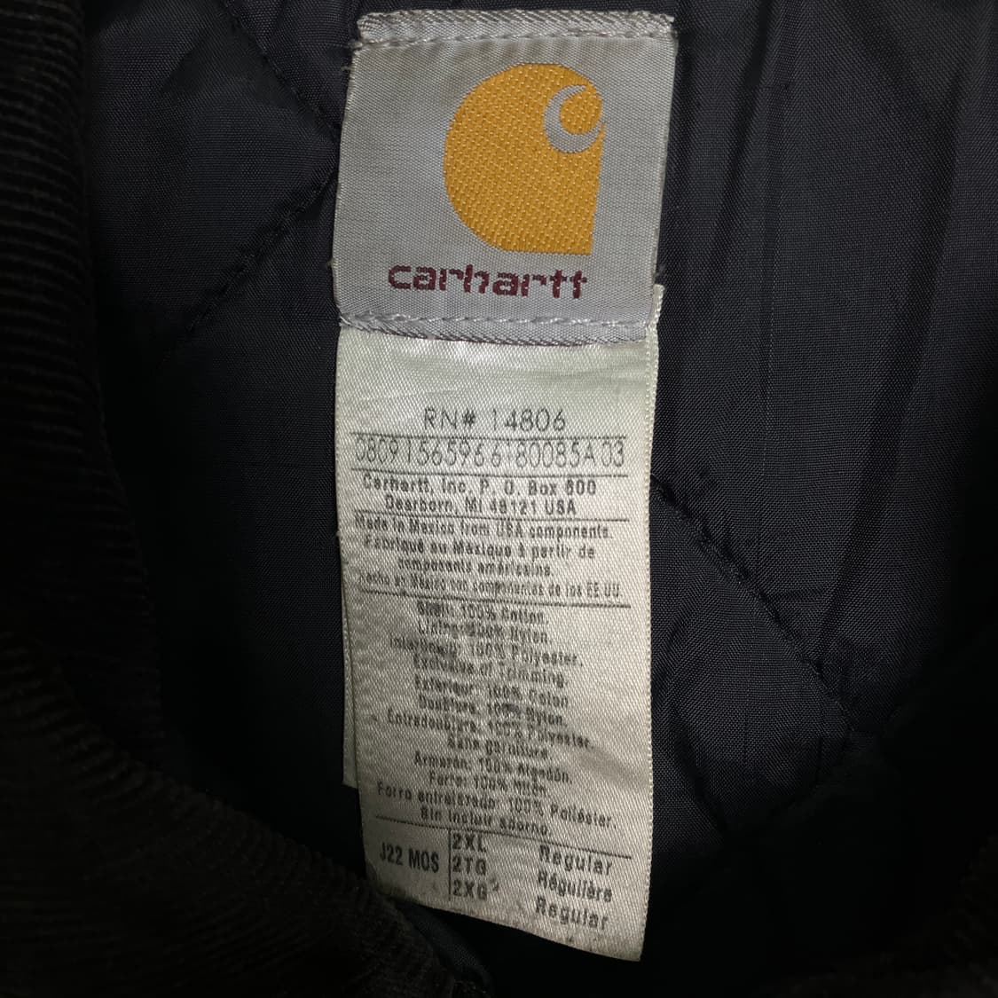 칼하트 J22 모스그린 덕 아크틱 자켓 2XL 상품이미지3