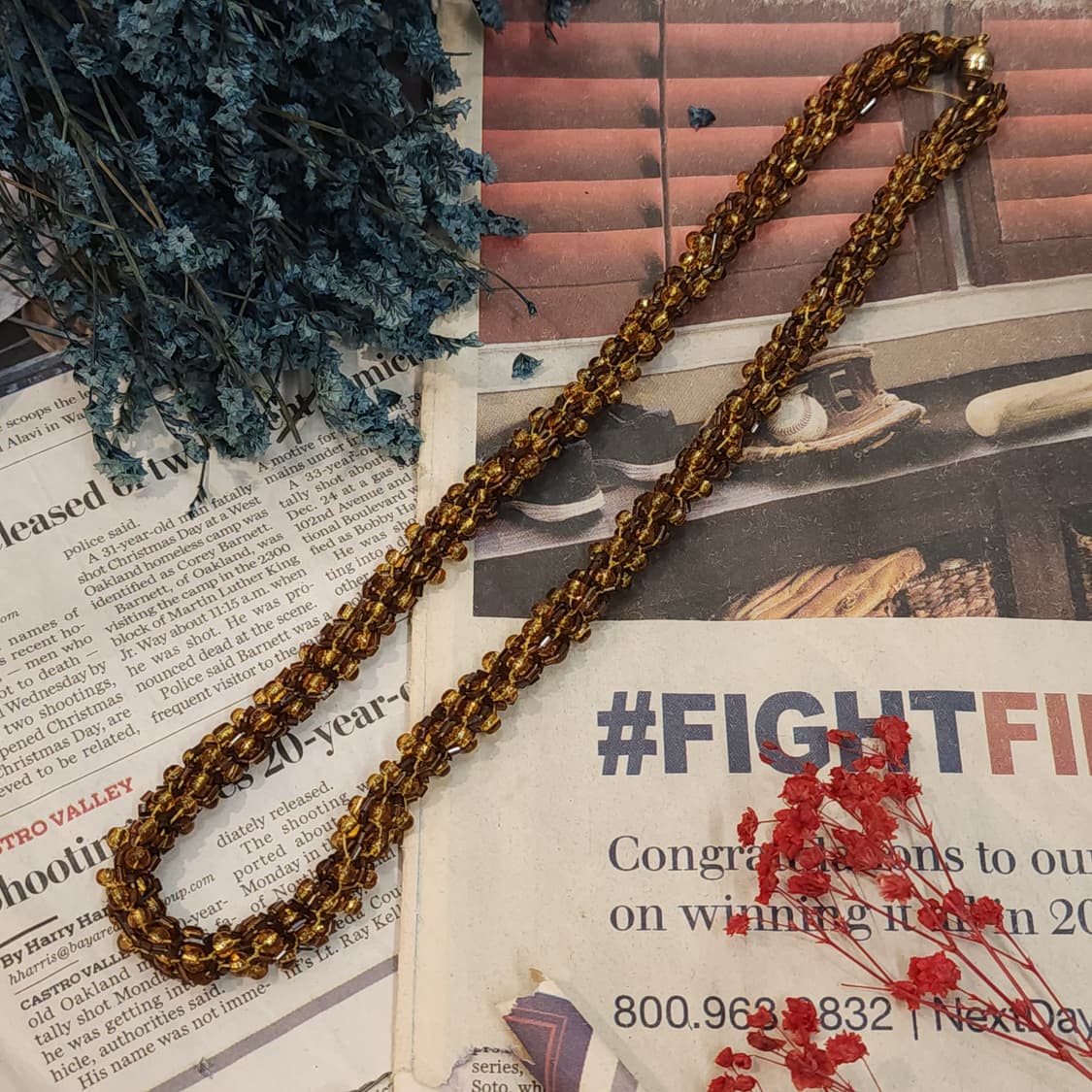 90s 프랑스 빈티지 목걸이 앰버 브라운 비즈 목걸이 빈티지 쥬얼리 상품이미지4