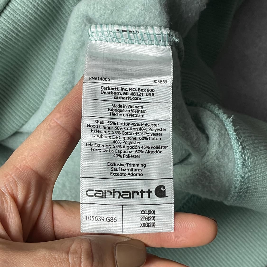 CARHARTT 칼하트 빈티지 라이트 그린 후드티 A00854 상품이미지10