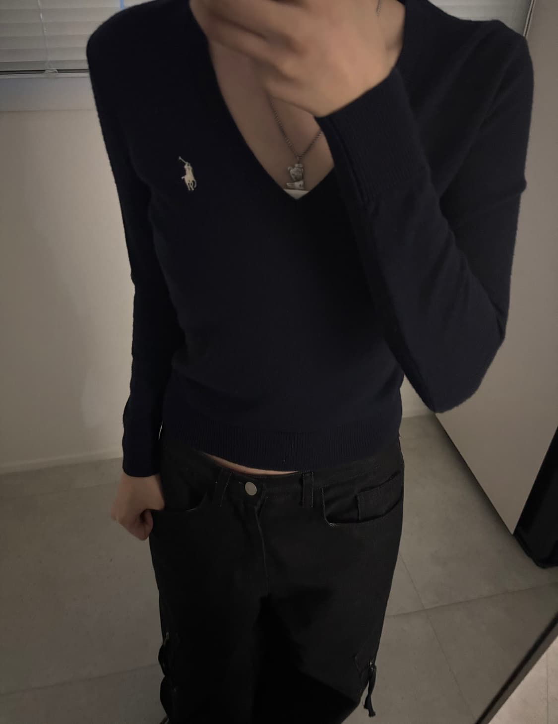 폴로 네이비 딱붙 니트 상품이미지2