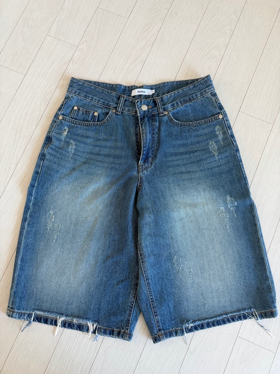 누아클레 nuakle 데님 팬츠 반바지 유니섹스 상품이미지1
