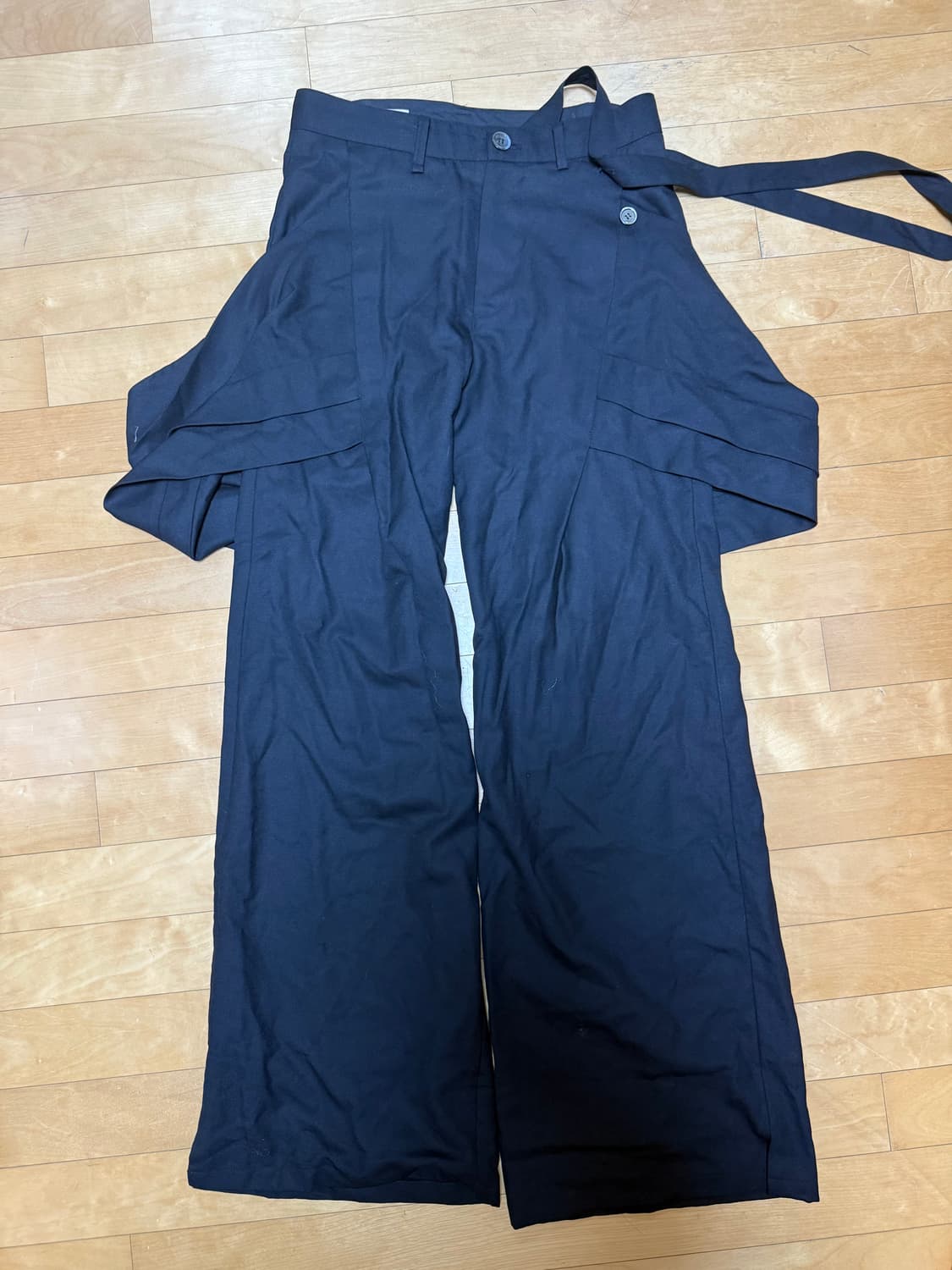 Jiyongkim SS23 레이어드 울 와이드 팬츠 상품이미지1