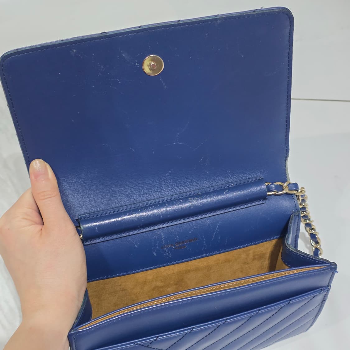 루이까또즈 빈티지) 엘퀼팅 미니 여성 블루 크로스백 상품이미지4