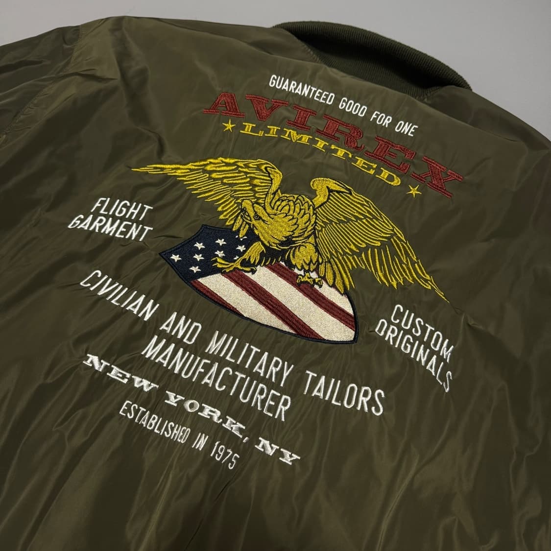 아비렉스(AVIREX) 올리브 나일론 양면 자수로고 패치 플라이트 자켓 상품이미지7