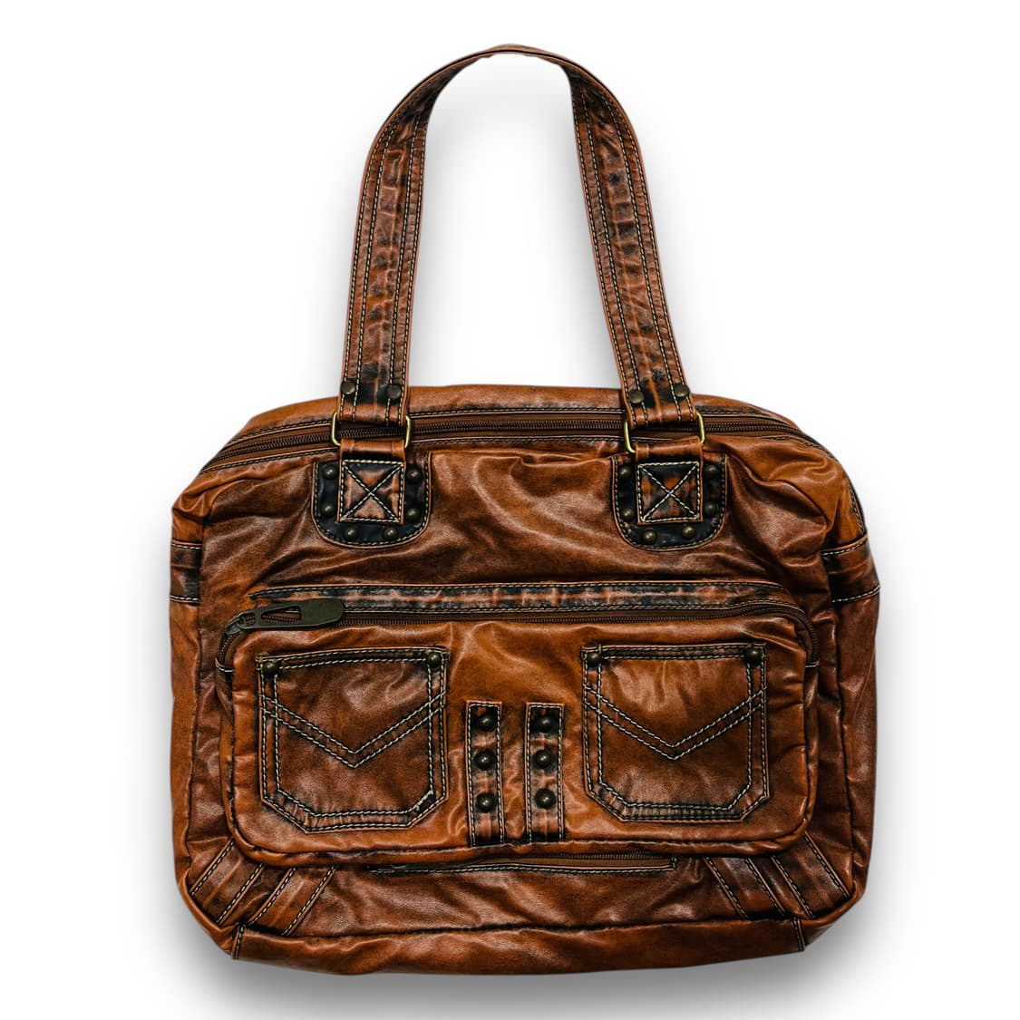 Western Vegan Leather Stud Vintage Bag 상품이미지3