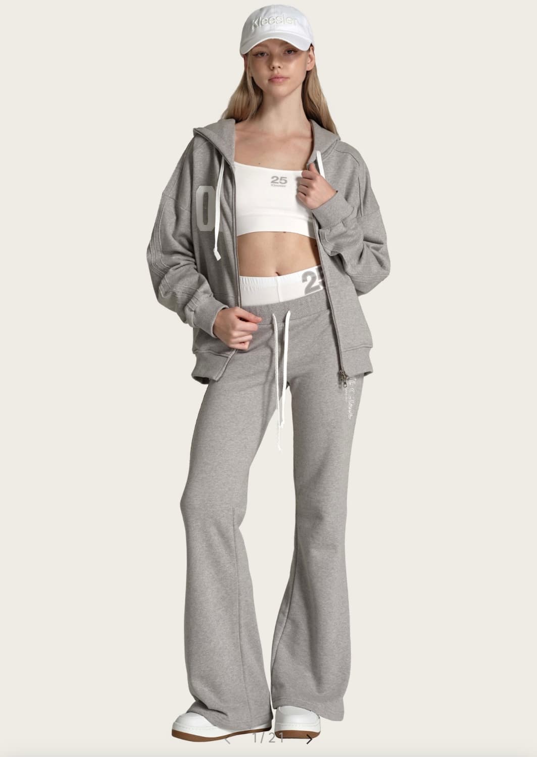 클리시어 09 Numbering hooded zip-up Gray 상품이미지3