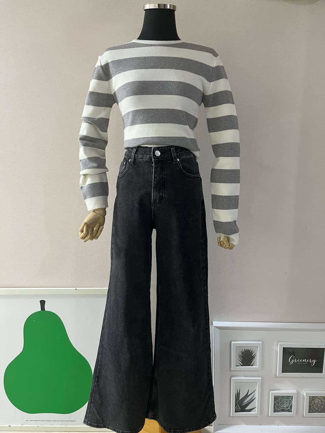 흑청세미부츠컷와이드기모데님(S) 상품이미지10