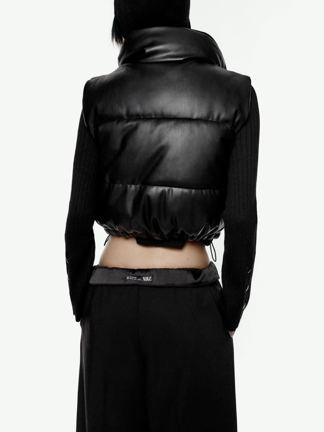 자라 레더 크롭 패딩조끼 xs 상품이미지3