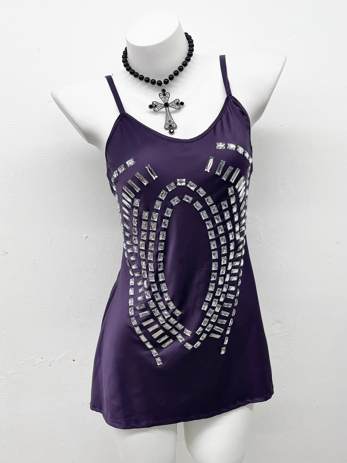 갸루 새틴 쥬얼 슬리브리스 상품이미지1