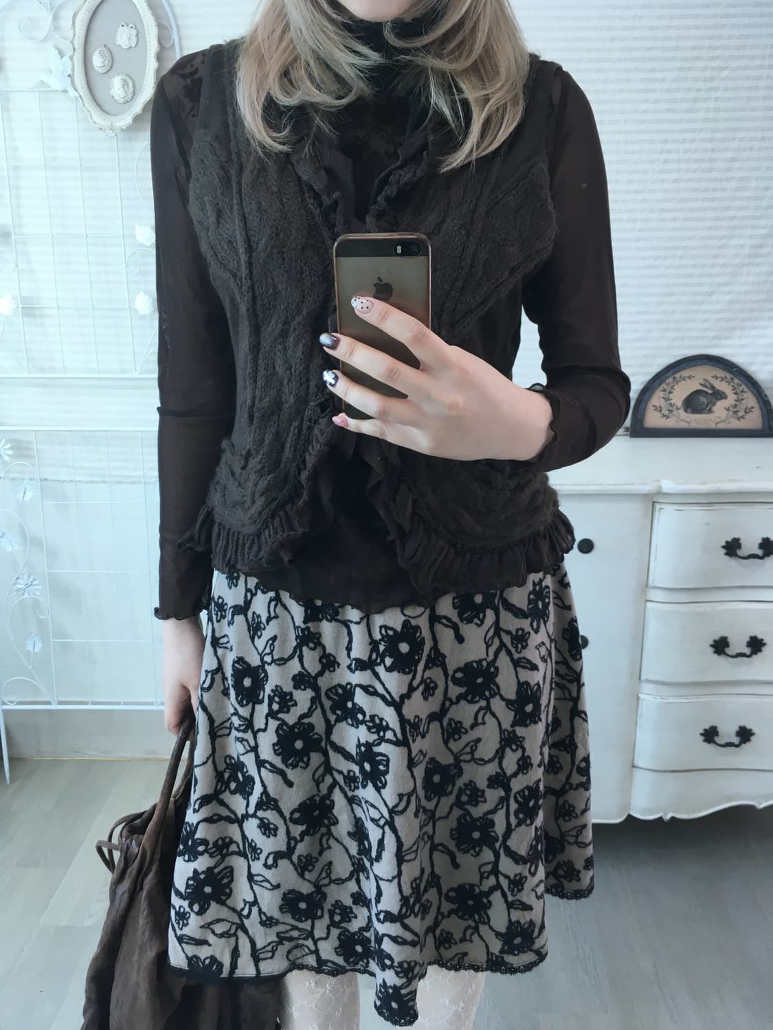 일본빈티지 앤틱 플라워 레이스 스커트 상품이미지5