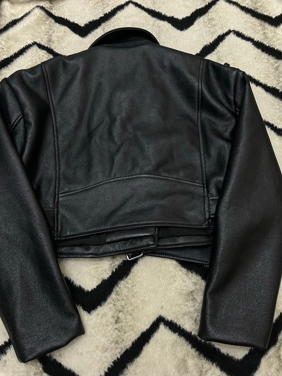 [한국XL]ZARA 비건레더 크롭 바이커 자켓/블랙 상품이미지3