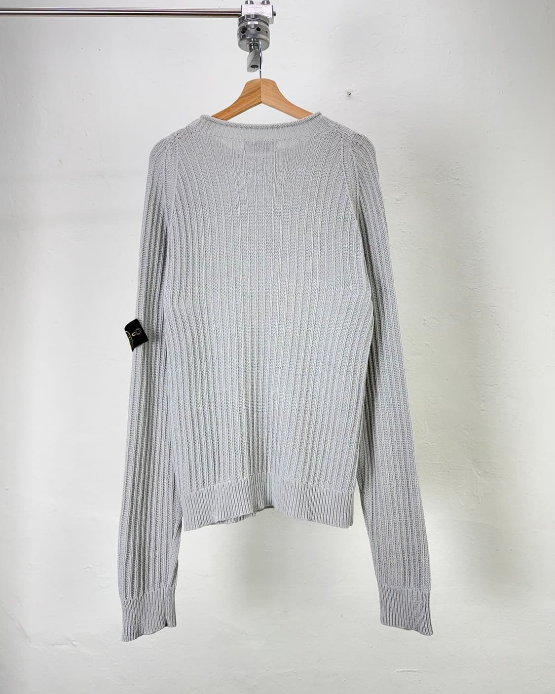 스톤아일랜드 라이트 그레이 풀 립 퓨어 크루넥 울 니트 상품이미지6