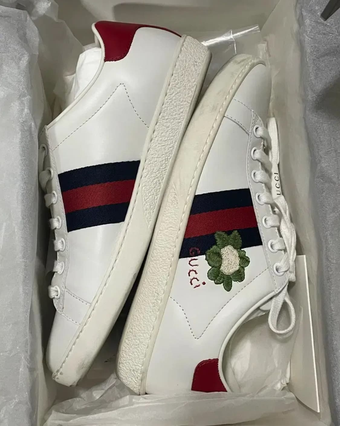 구찌에이스 플라워 스니커즈 37 240 운동화 화이트자수 테디 곰돌이 상품이미지6
