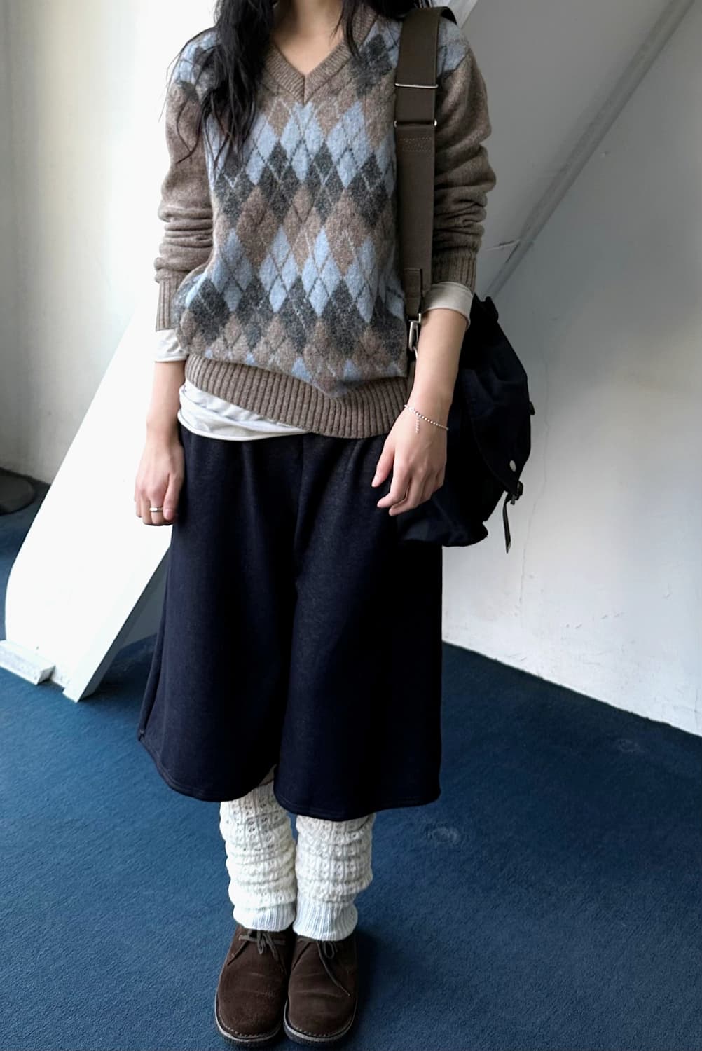 Dry boucle wool argyle pattern knit P/O 상품이미지9