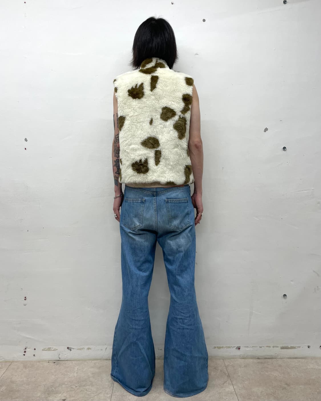 Brown Milk Cow fur vest 상품이미지6