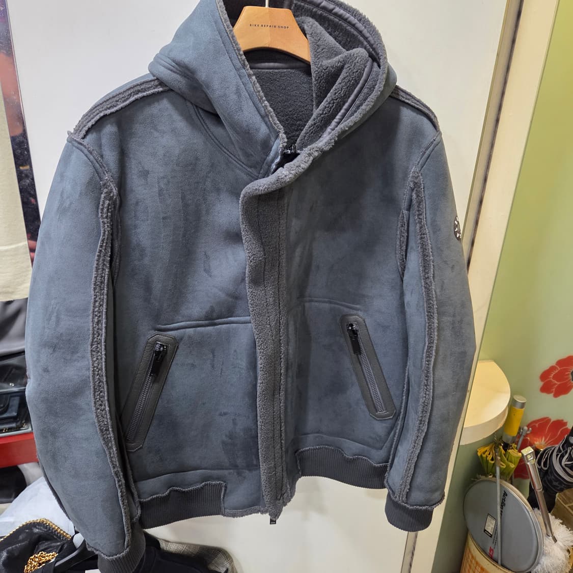 빠니깔래 스웨이드 후드 무스탕 상품이미지1