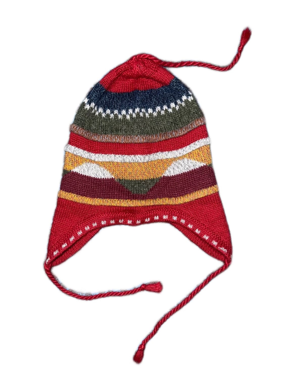 스트라이프 이어플랩 레드 비니 상품이미지2