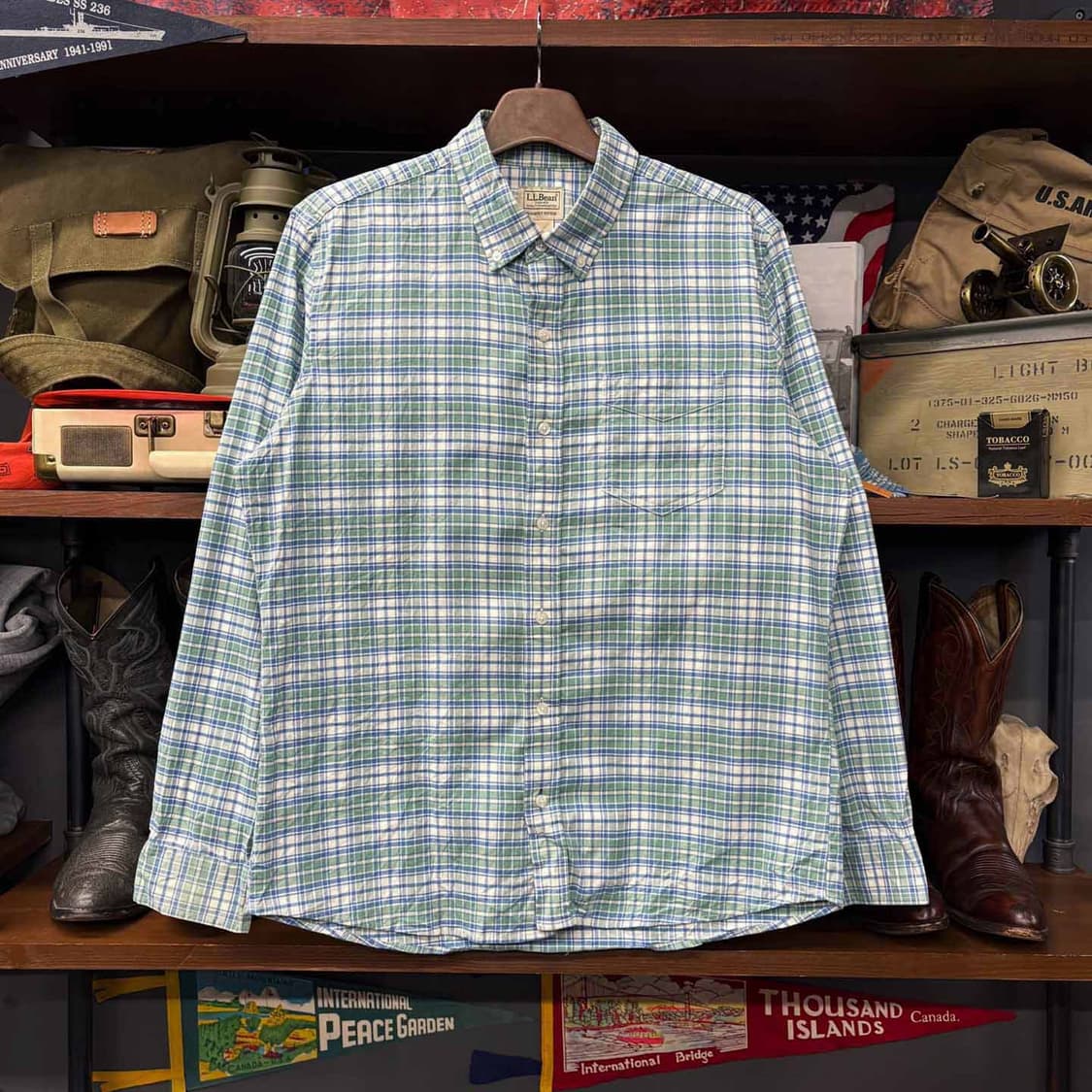 90s L.L.Bean 엘엘빈 클래식 체크 포켓 셔츠 N494 상품이미지1