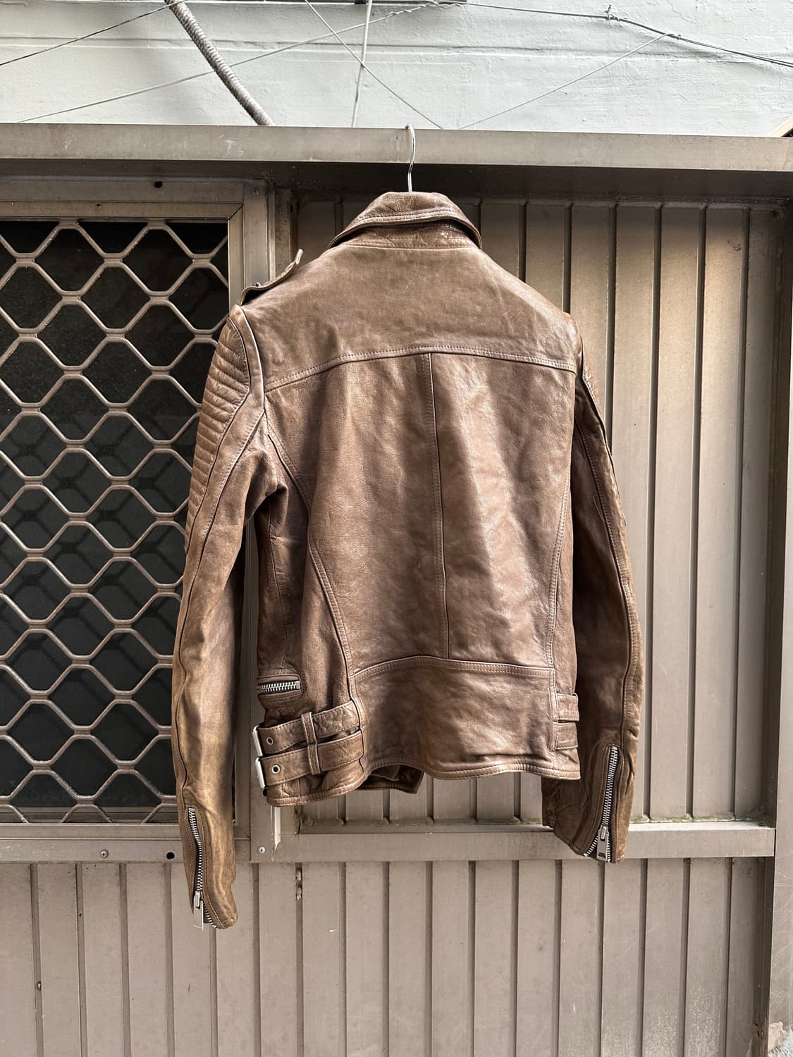 Vintage ash lambskin leather biker jacke 상품이미지6