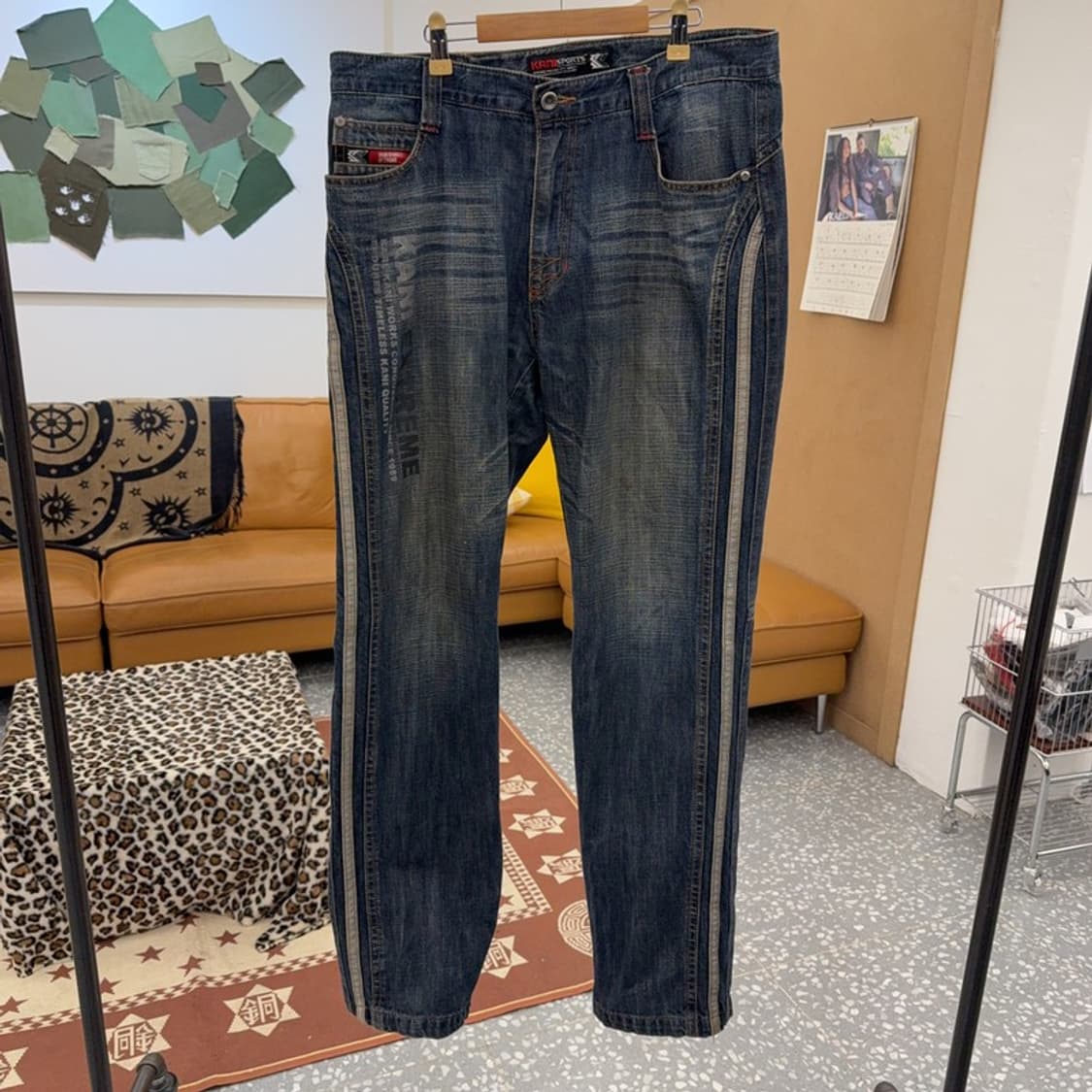 칼 카니 레트로 스트릿 펑크 워싱 데님팬츠 36인치 C09135 상품이미지3