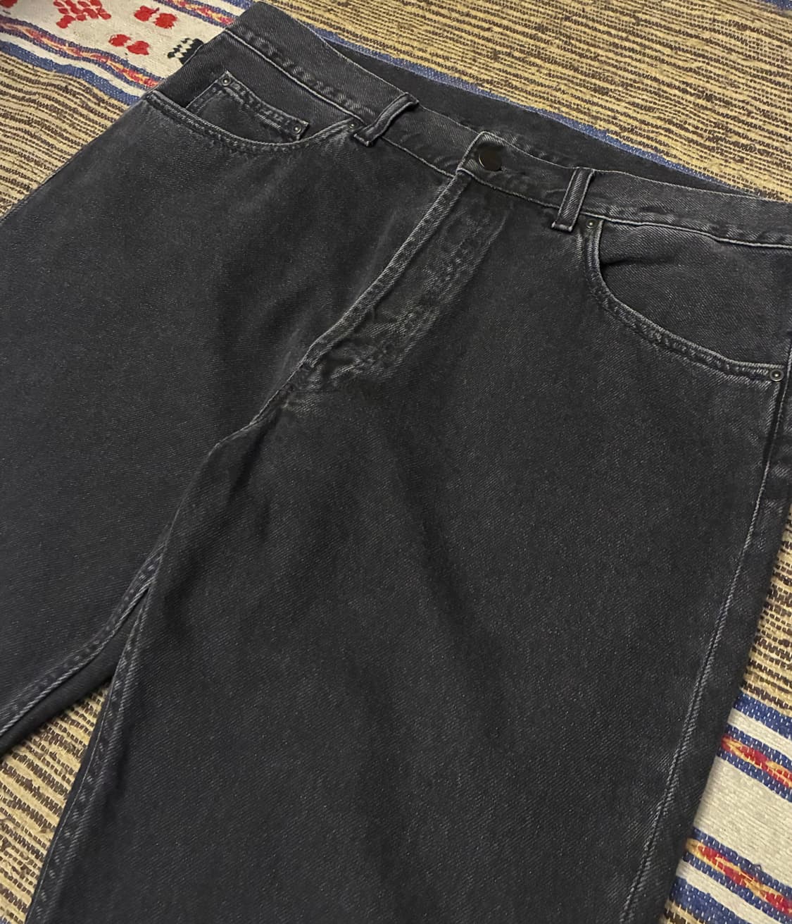 (34~36)칼하트 WIP 놀란 릴렉스 스트레이트 흑청 데님 블랙진 상품이미지2