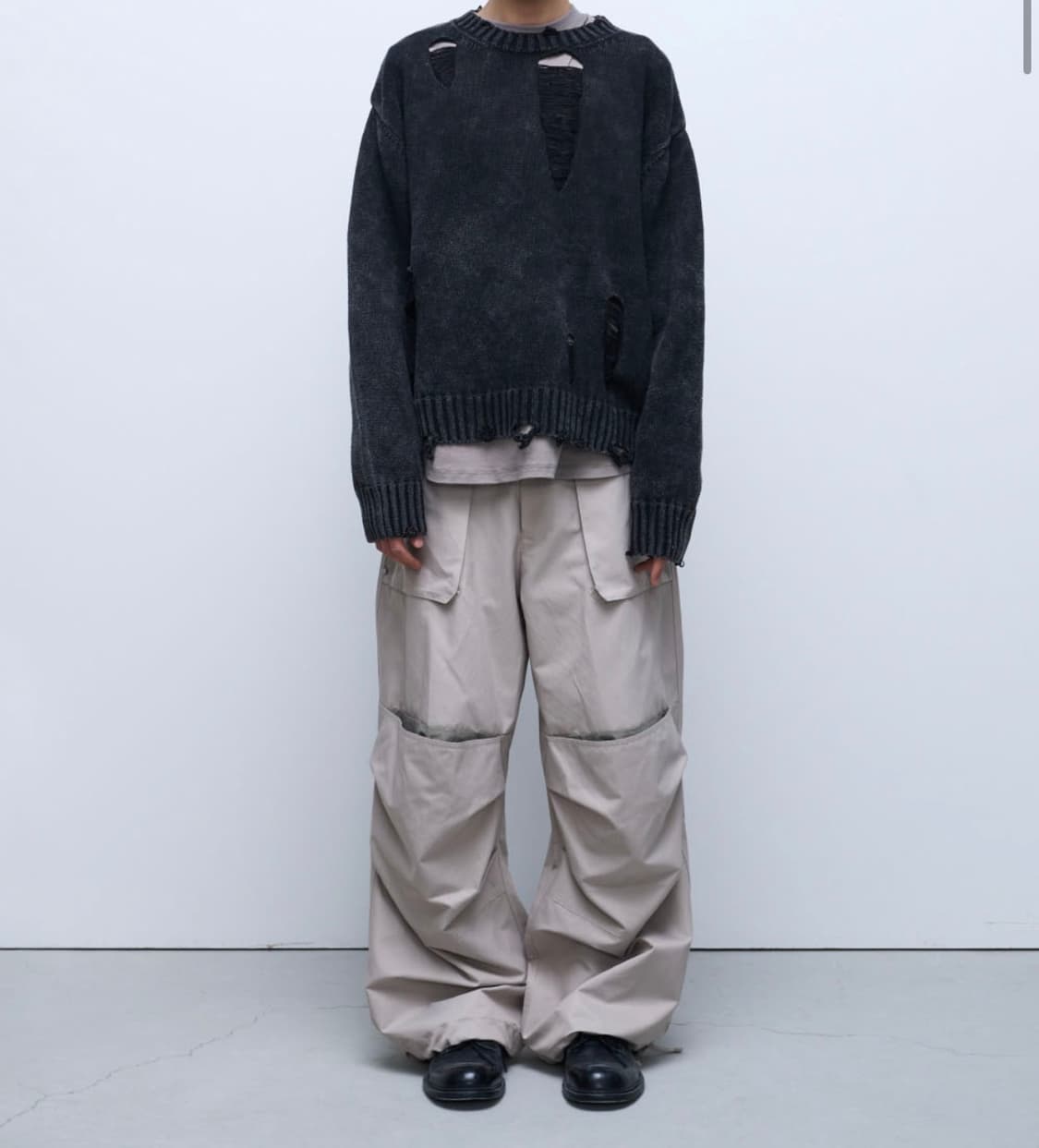 etce 디스트로이드 워시드 니트 블랙 L사이즈 상품이미지2