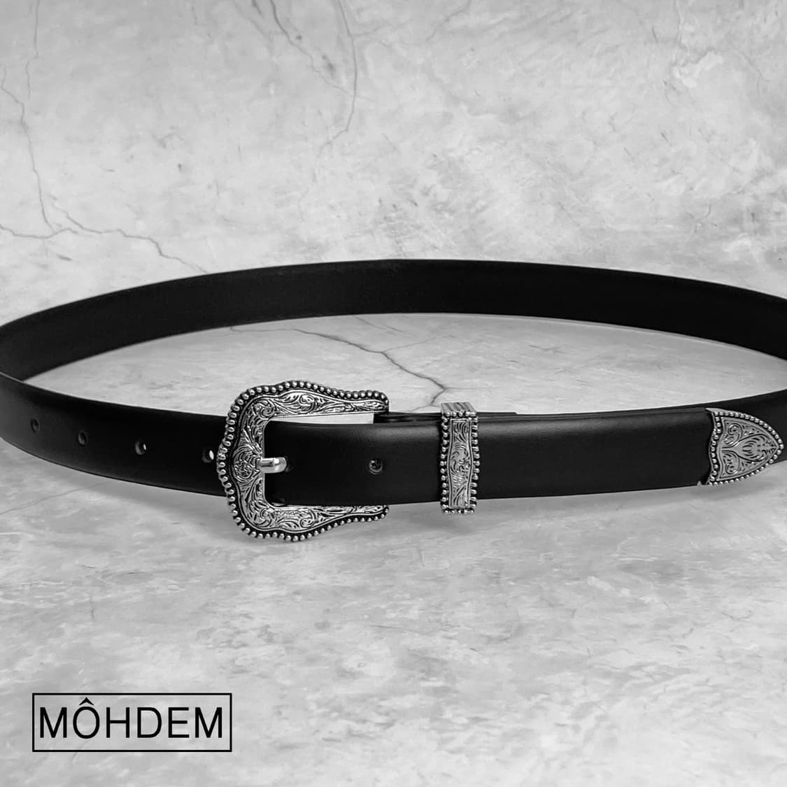 [Uinsex] 클래식 웨스턴 이태리가죽 벨트 블랙 상품이미지7